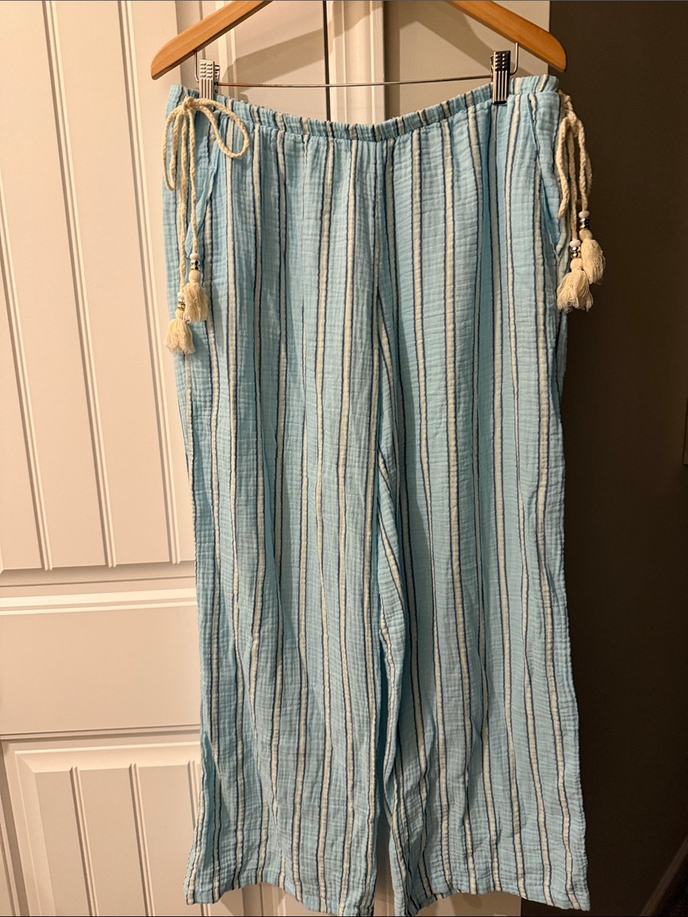 Beach Wide Leg Pants pockets boho ties